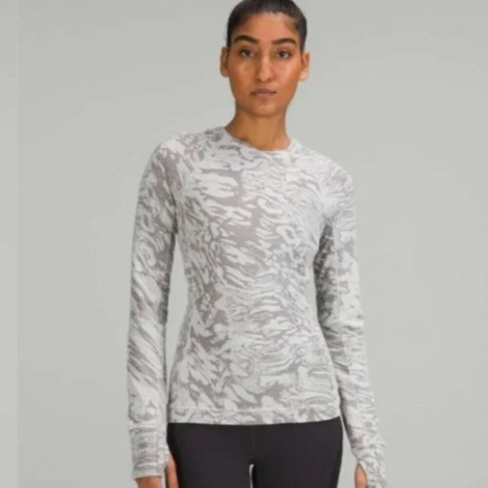 Lululemon Gray It's Rulu Run Long Sleeve Shirt *Jacquard